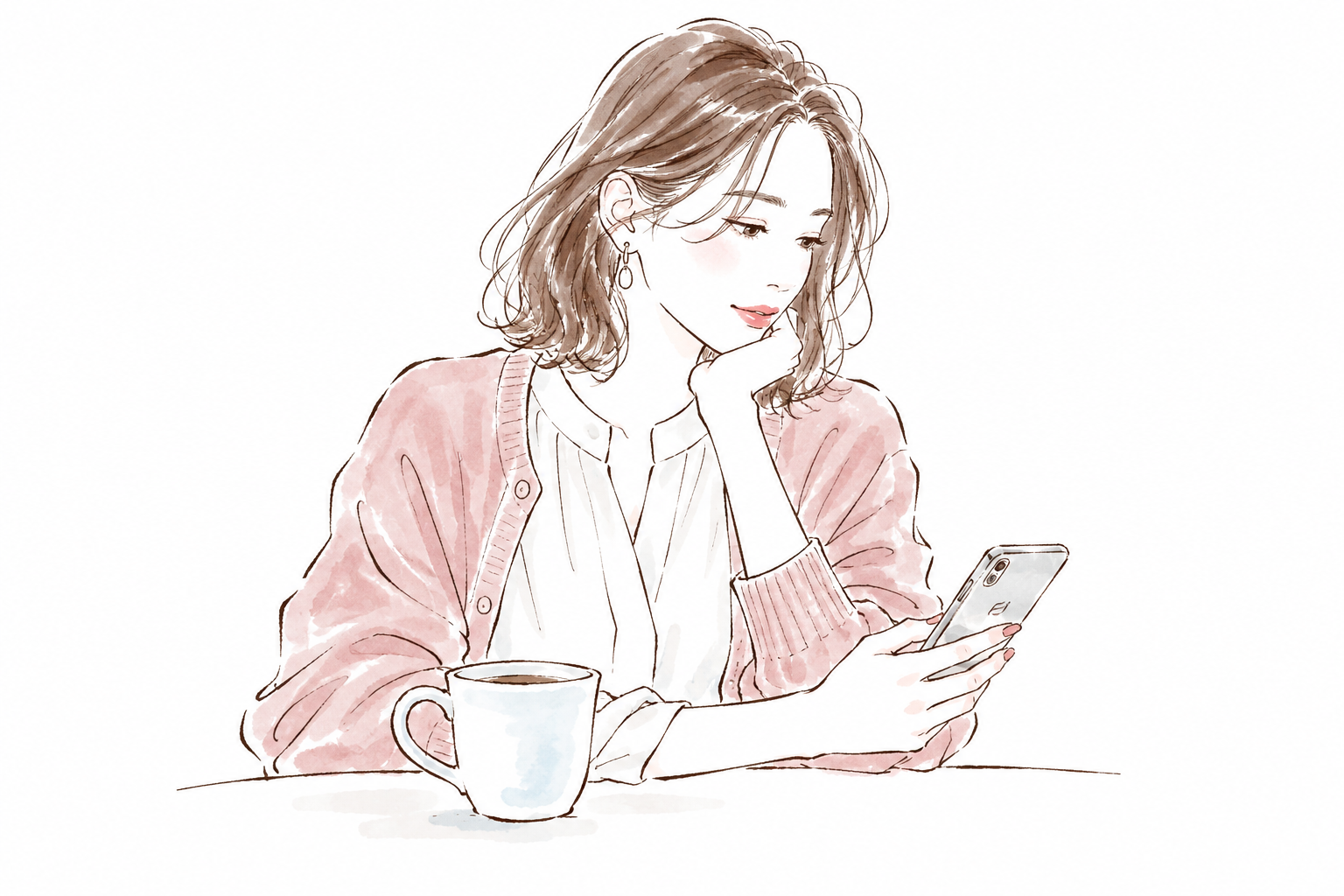 スマートフォンの返信を待ちながら気持ちを整理する女性